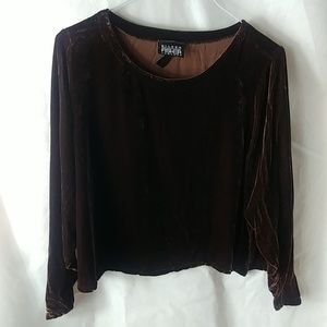 Eileen Fisher Silk Rayon Brown Crop Top